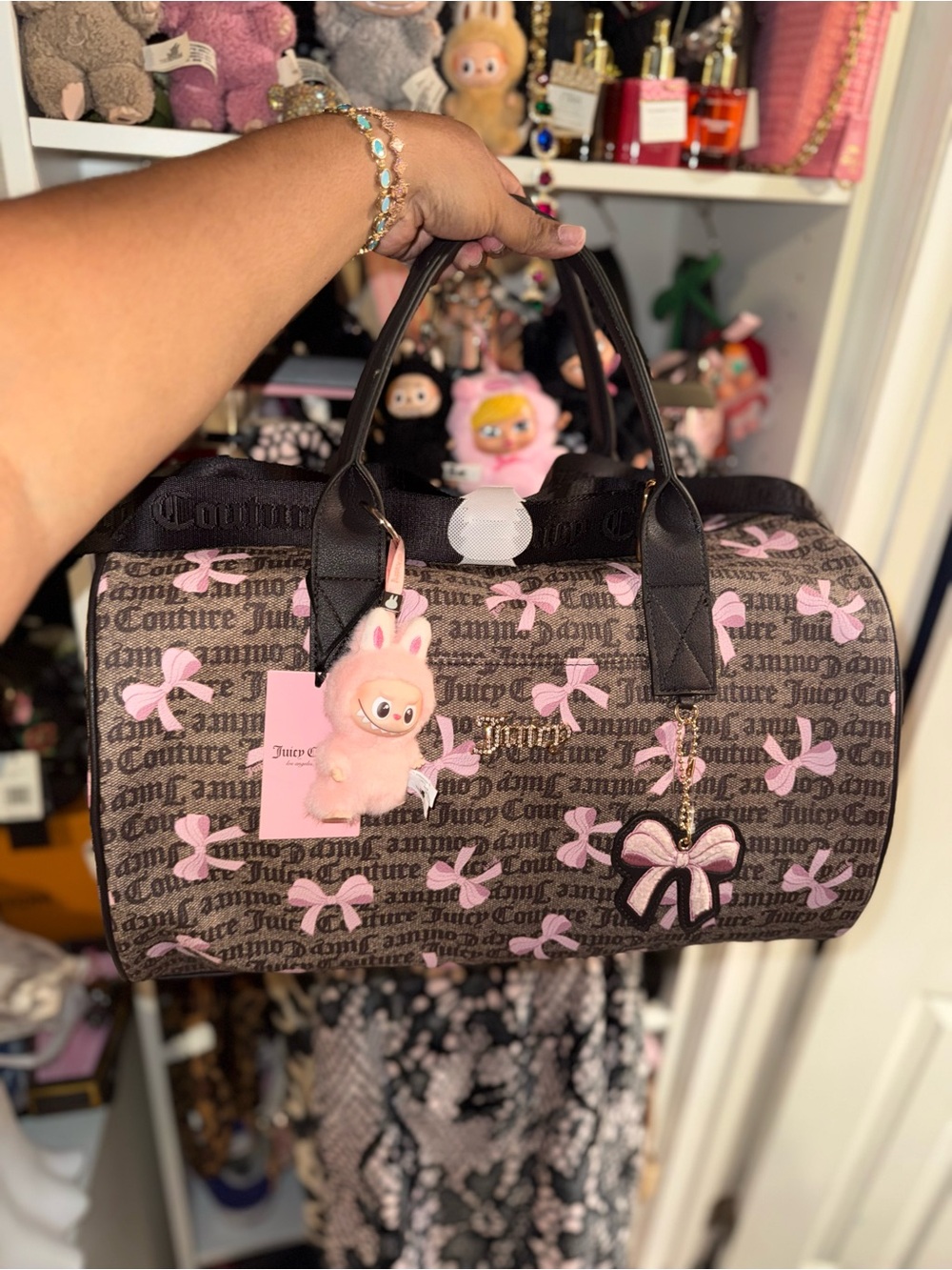 Juicy Couture Simply Sweet Weekender Bag in Dark Brown/Pink